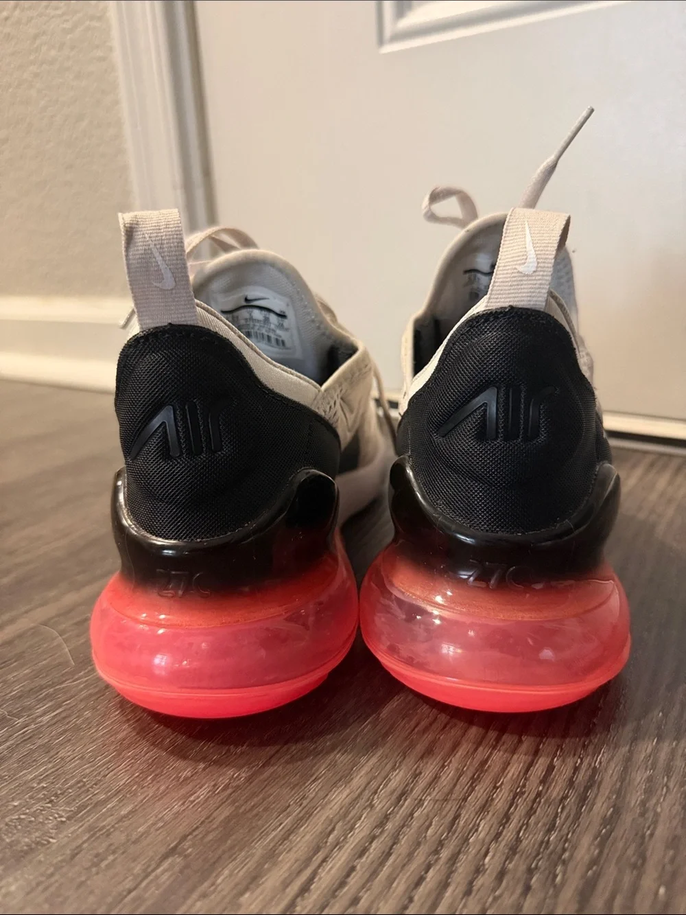 Nike Air Max 270 Cream White with Black and Red Accents